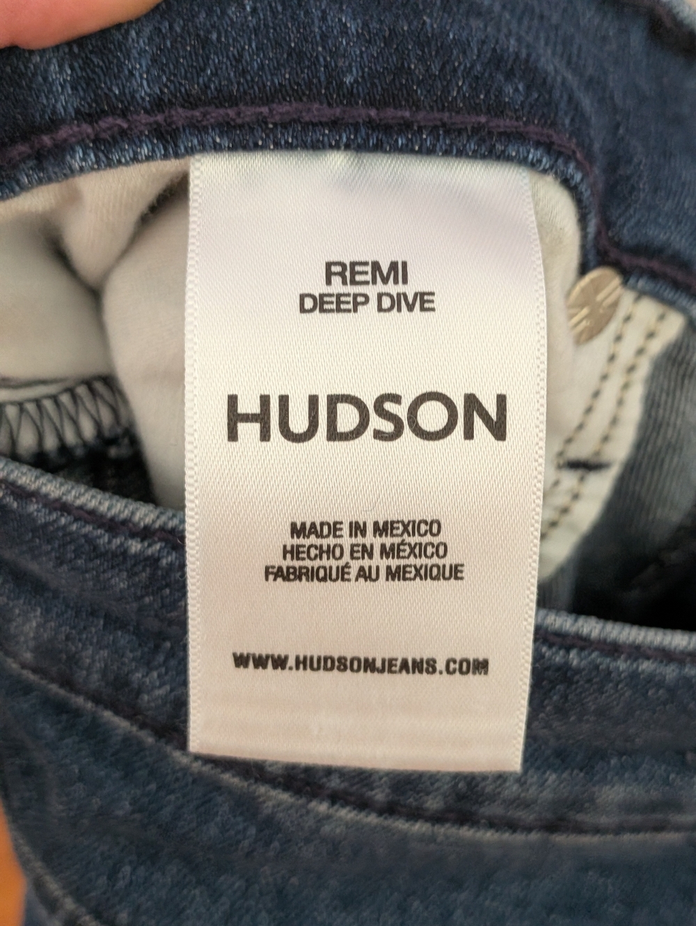 Hudson Remi High Rise Straight Crop Jeans Deep Dive Wash Size 29 Raw Hem - Picture 5 of 6